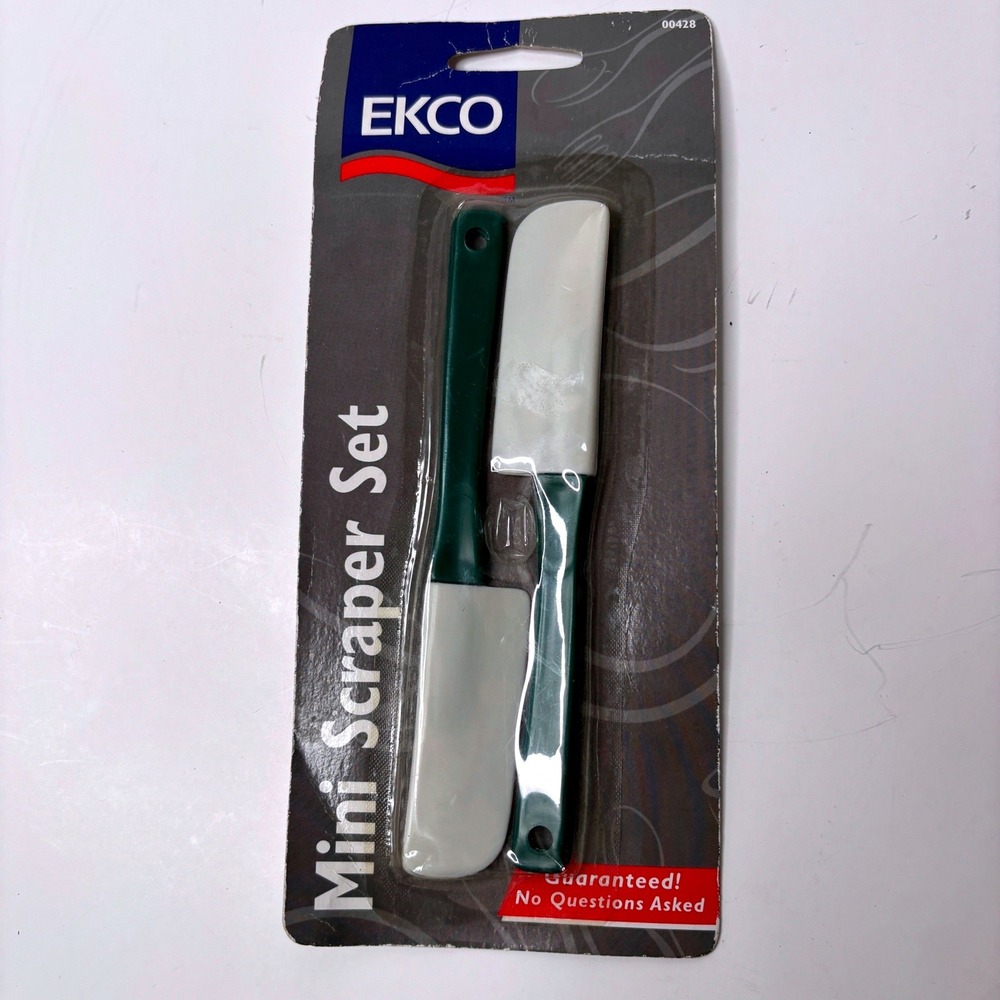 EKCO Mini Scraper Set 2 Piece Vintage 1997 Green White Spatulas 00428 NEW NOS